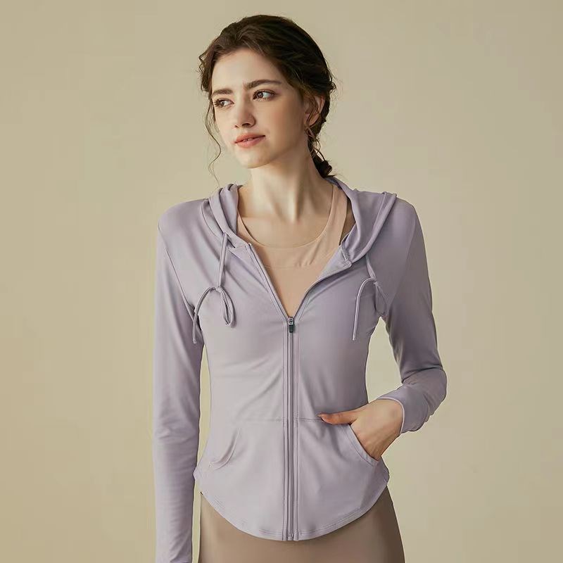24新款a瑜伽服外套女运动上衣修身长袖连帽开衫跑步健身服速干秋