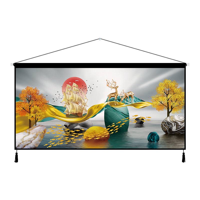 发财鹿挂画布艺背景墙装饰挂布背景布卧室挂毯墙布W客.厅墙壁装饰