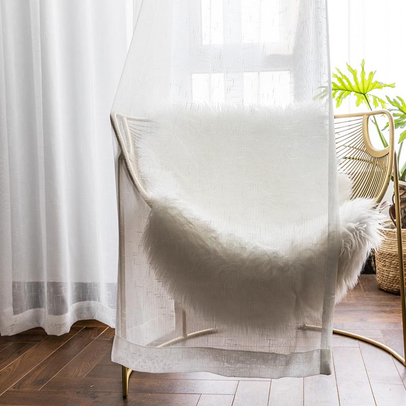 十字麻纱白色纱窗帘n纱帘阳台隔断遮光窗纱北欧简约飘窗布料免打