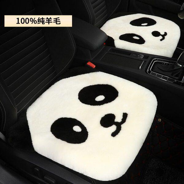 纯羊毛汽车坐垫冬季三件套卡通无靠背皮毛一体单片冬天可爱车座垫