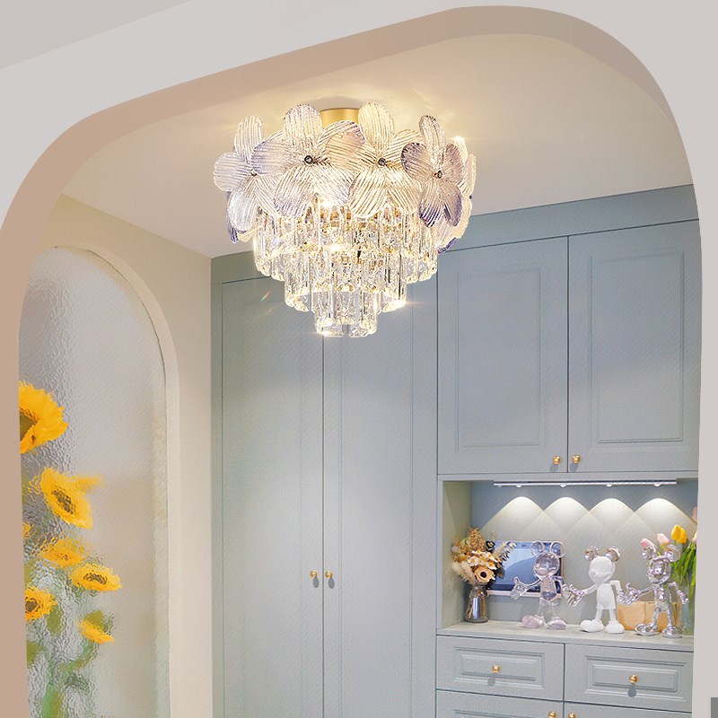 玄关过道吸顶灯i法式轻奢水晶衣帽间现代简约阳台入户走廊新款灯