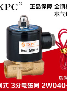 TXPC 常闭电磁阀2W040-10 AC220V DC24V 全铜3分电磁阀水阀气阀