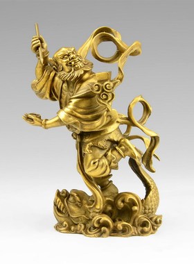 全铜魁星b点斗摆件独站鳌头家用办公室书房桌面装饰品魁星踢斗铜