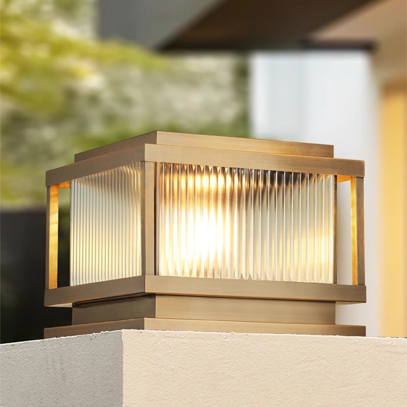 全铜户外柱头灯别墅大门庭院灯院墙柱子灯M防水围墙灯太阳能门柱