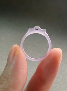 百变怪笑脸稀奇古怪戒指半透明小清新甜美芋泥啵啵紫可爱琉璃指环