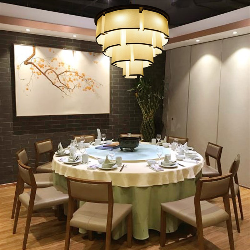 中式羊皮布艺饭店餐馆包厢包间吊C灯火锅店茶楼餐厅包房新中式灯