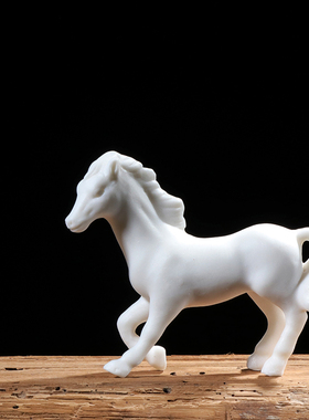 陶瓷小白马微景观盆景马s到成功造景创意招财玄关家居装饰禅意摆