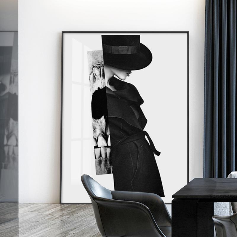 现代挂简约玄关装饰画个性人物美墙过道走不安分的女廊画北欧客厅