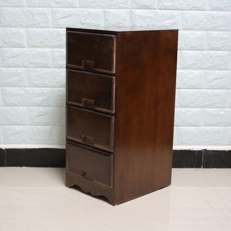 四斗柜床头板栗色实木中式收纳柜子现代简约25cm窄款Y夹缝柜榻榻