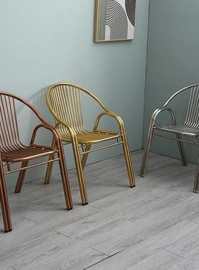 简户约现代阳不锈钢椅EHO子加厚靠背椅外台家用餐椅单人扶手休座