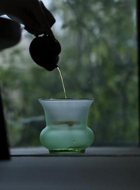 建宜室茶话玻璃24430水茶洗水盂壶承干泡台盖琉璃茶渣缸带桌倒水