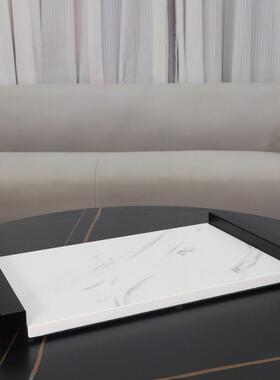 北欧创酒意属大理石形收纳托方盘摆件客厅卧室玄关店家金居装1354