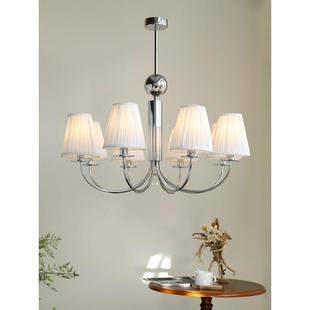 客厅餐美式 简约吊灯民宿古卧厅室书房大别墅灯D629具气布罩温馨吊