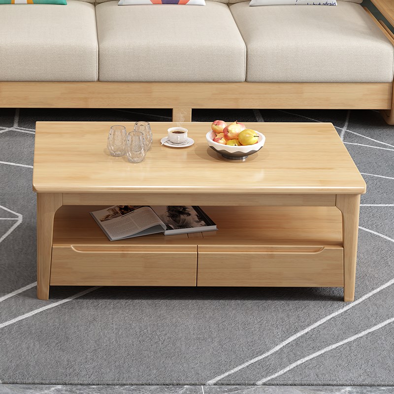 北欧实木方形茶几电视柜组合现代简F约家用小户型客厅影视柜胡桃