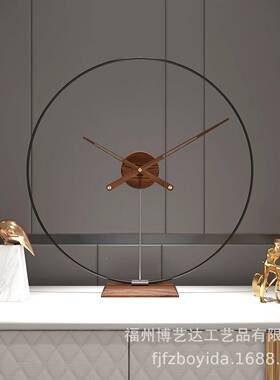 北欧轻奢风静音挂钟代简约桌上BYJJ44艺铁钟表创现意居家客厅装饰