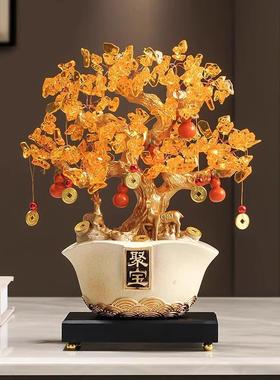 发树摇钱招树财猫进宝摆件办公礼室财店铺发财摇钱前台装饰乔迁开