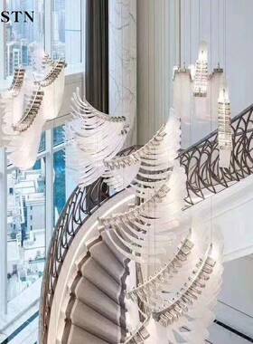 吊大型程制翅膀小鸟灯海鸥41762工售楼部吊饰别墅定大堂前台旋转