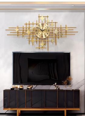 现代墙客面SOV装饰金属音壁挂厅餐客厅厅电视背景墙铁艺挂钟静简