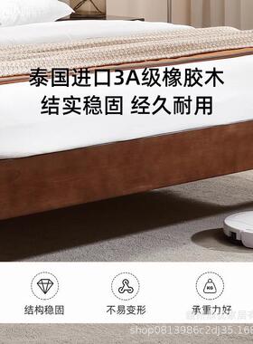 代简现约实木床1.8卧米双人软LLO靠主出租房1.5单人型原木小户北