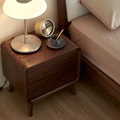 北美黑胡桃木床头柜全实木床边柜现代简约收纳储物柜北欧卧室家具