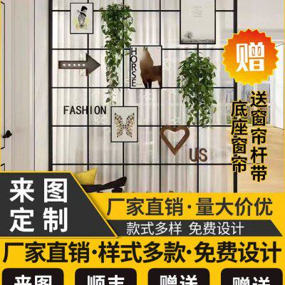 铁艺隔断屏风办公室玄关公寓网格镂空餐厅客厅房间定制格栅隔断墙