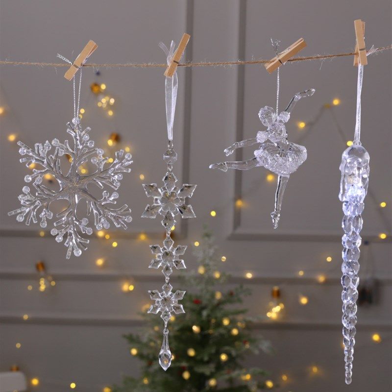 圣诞节装饰品创意挂件吊饰家用氛围店铺装扮水晶挂V饰圣诞氛围布