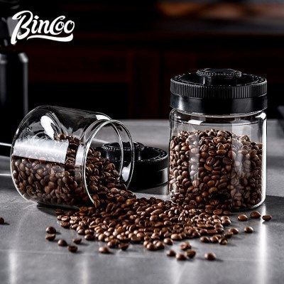 Bincoo咖啡豆按压式抽真空密封罐玻璃咖啡粉收纳罐茶叶瓶储存罐子,餐饮具,配套器具,淘宝优惠券,粉丝福利购,淘宝优惠卷