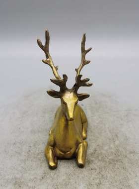 古玩铜器纯铜鹿摆件梅花r鹿福鹿路路发财一路有你古风茶玩书房装