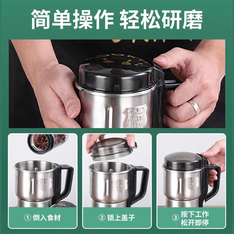 110V美规不锈钢磨粉机家u用小型干磨机超细电动研磨机器绞肉粉碎