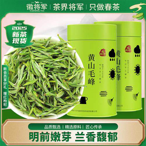 徽将军2025新茶明前特级黄山毛峰安徽兰香小芽绿茶茶叶罐装共250g