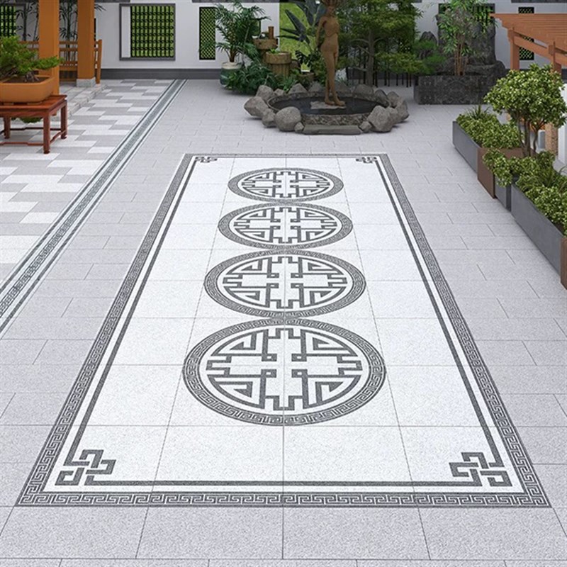 新中式庭院地铺石农村院子地砖全瓷防滑别墅P花园拼花瓷砖石英砖
