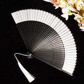 无邪 扇子和风折扇7寸纯色真丝竹扇礼品扇流苏 c高档日式