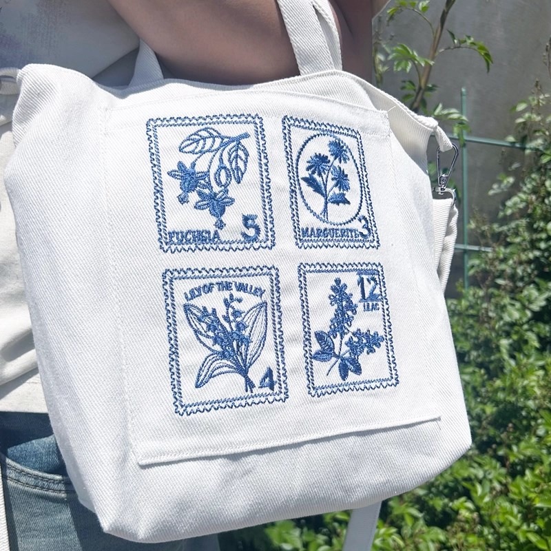 牛仔帆布大容量轻便休闲通勤手提斜挎单肩托特简R约韩系刺绣杂物