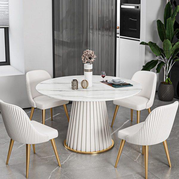 圆形岩板餐桌法式轻奢饭桌北欧大理石接待洽谈圆桌小户型意式桌椅,住宅家具,岩板餐桌,淘宝优惠券,粉丝福利购,淘宝优惠卷