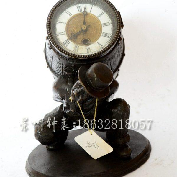 机械钟 纯铜 老人背桶机械座钟 小桌钟 把玩 仿古做旧 老式上弦,家居饰品,座钟,淘宝优惠券,粉丝福利购,淘宝优惠卷