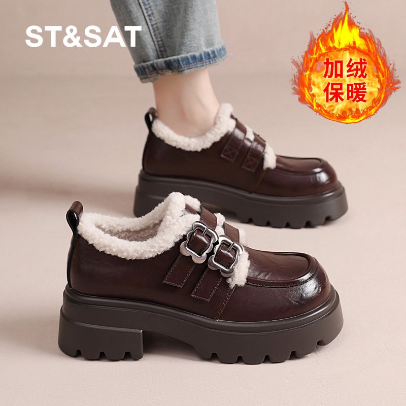 星期六真皮雪地靴女款加绒保暖