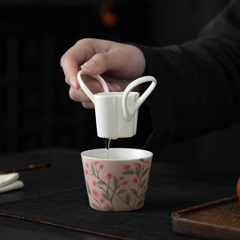 花型茶漏手绘茶杯泡茶滤茶器茶叶过滤女士陶瓷茶隔离茶滤茶室茶人