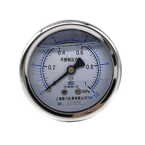上海YN-60ZBF轴向不锈钢耐震压力表0-1 1.6 2.5MPA真空水气压表