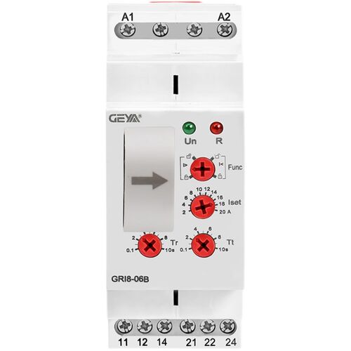 GEAY格亚GRI8-06AB过/欠电流监控继电器2A-20A可调DC24V交流220