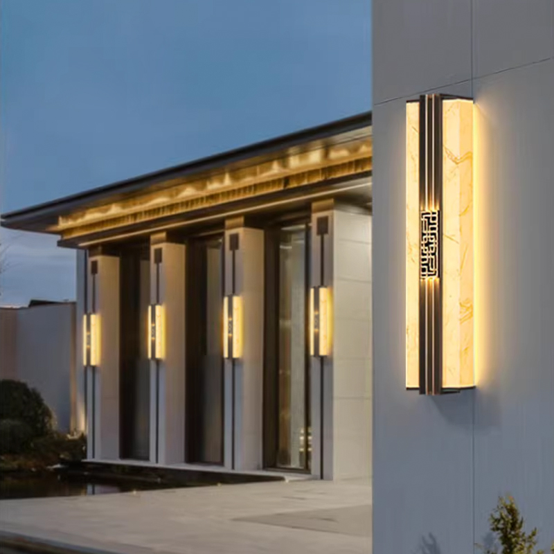 户外壁灯a新中式仿云石太阳能长条壁灯酒店大厅壁灯别墅门口柱子
