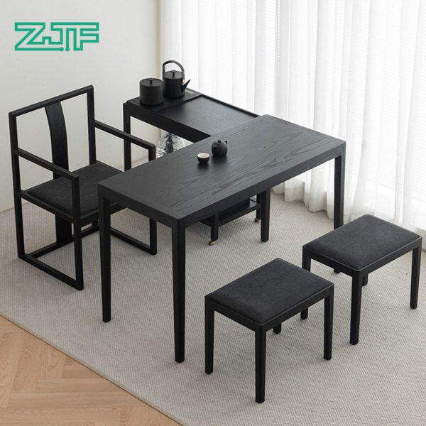 众匠坊侘寂风阳台茶桌红橡木实木现代极简泡茶桌椅组合家用小茶台