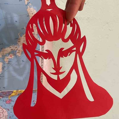 哪吒轴对称剪纸熬丙魔童成品x特色文创卡通人物刻纸特色手工红宣