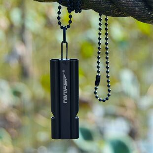 途耐户外求生双管口哨野营救生哨子便携大声响亮训练哨快挂扣链子