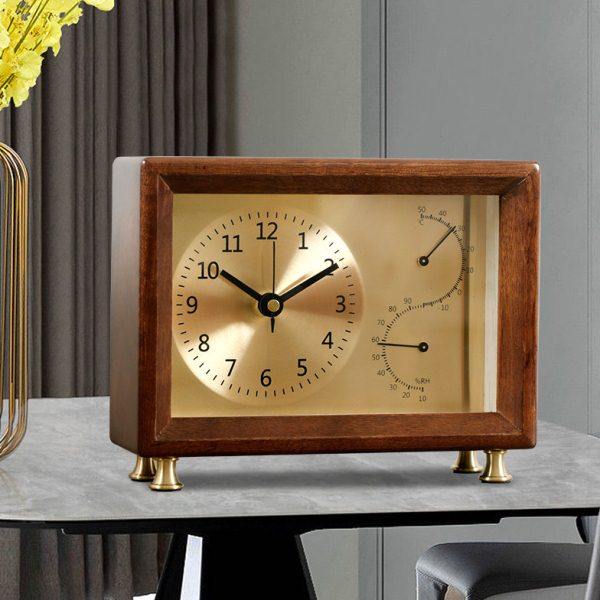2024新款实木家用客厅台式静音钟表机械温湿度小座钟现代简约时尚,家居饰品,台钟/闹钟,淘宝优惠券,粉丝福利购,淘宝优惠卷