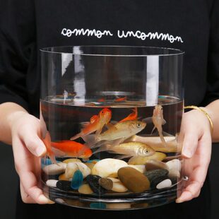 创意加厚直筒玻璃鱼缸圆柱形大号客厅落地花瓶水培透明玻璃摆件