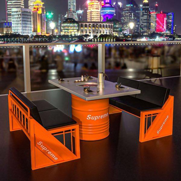 不锈钢户外烤肉桌韩式烧烤火锅店商用铁艺餐桌油桶卡座沙发椅组合,商业/办公家具,火锅桌,淘宝优惠券,粉丝福利购,淘宝优惠卷