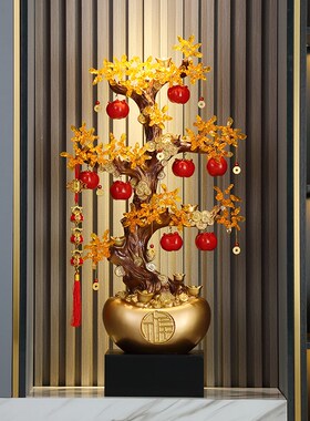 新中式招财元宝事事如意客厅玄关电视G柜酒柜发财树摇钱树装饰摆