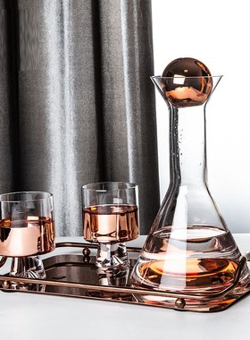 创意渐变玻璃醒酒器轻奢烟灰色醒酒器极简L样板房摆件现代简约酒