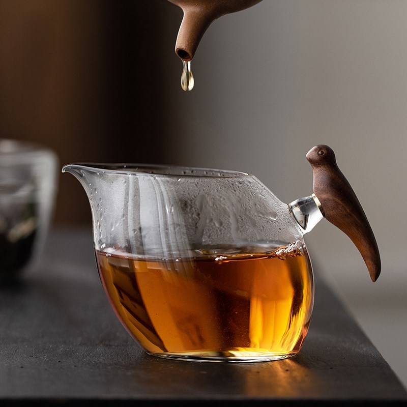 喜上眉梢 日式木把玻璃公道y杯功夫茶具分茶器断水好通透精致高