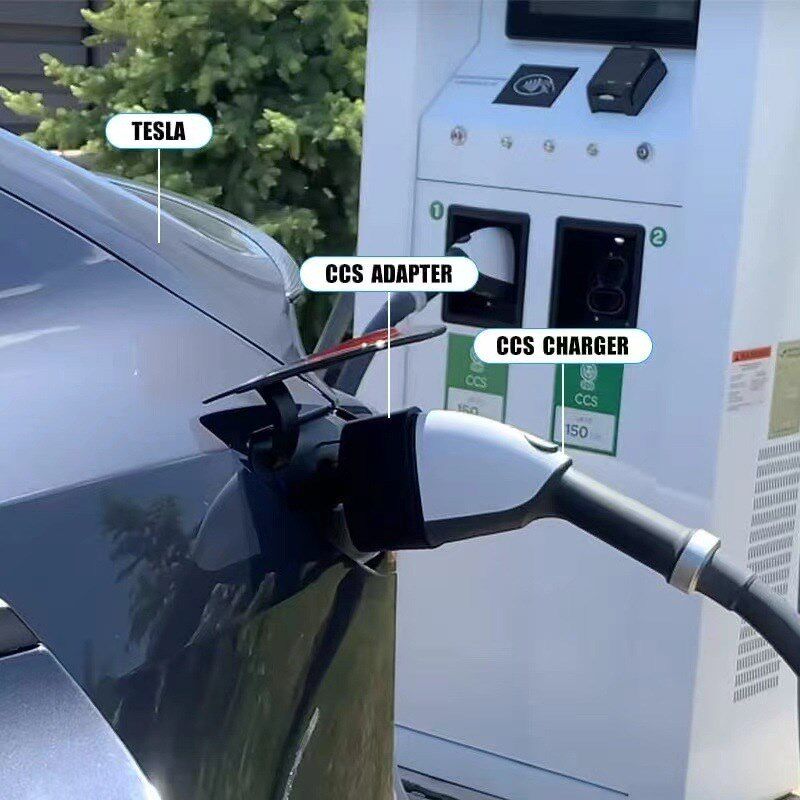 新能源汽车美标CCS1转Tesla充电桩转换器美规特斯拉PC直流转接头